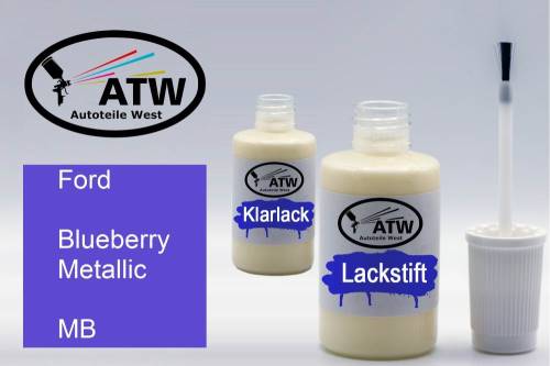 Ford, Blueberry Metallic, MB: 20ml Lackstift + 20ml Klarlack - Set, von ATW Autoteile West.